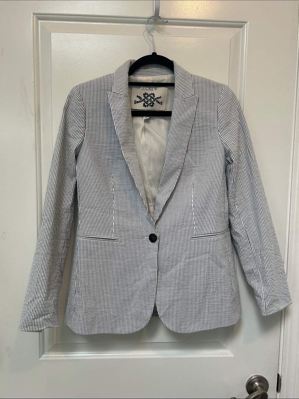 J. Crew Blue & White Seersucker Women's Blazer